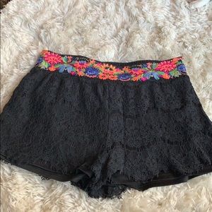 Black and Lace Multi Colored Shorts